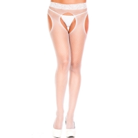 Visnet Panty Met Open Kruis - Wit