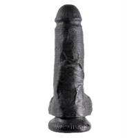 King Cock dildo met ballen - 20 cm, zwart