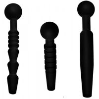 Dark Rods Siliconen 3-delige Penis Plug Set - Zwart