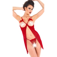 Vixson Lange Babydoll Met Open Cups - Rood