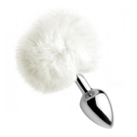 White Fluffy Bunny Tail Buttplug