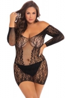 Kanten Jurkje Demure Plus Size - Zwart