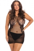 Netstof Jurkje Fantasy Plus Size - Zwart