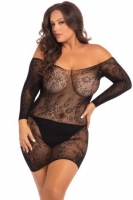 Kanten Jurkje Fantasy Plus Size - Zwart