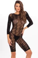 Transparante Catsuit Reckless - Zwart