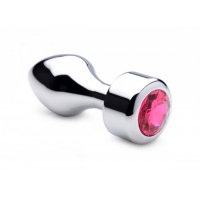 Aluminum Buttplug Met Roze Kristal - Groot