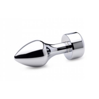 Aluminum Buttplug Met Roze Kristal - Groot