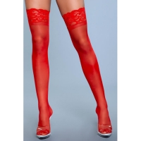 Lace Over It Hold-Up Kousen - Rood