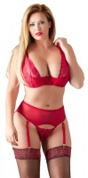 3 delige BH-Set Met Kwart Cups - Rood