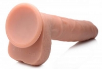 Vibrerende & Stotende XL Dildo met Zuignap en Ballen - Beige