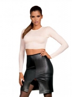 Bossy Top en Faux Leder Rok 2-Delige Set