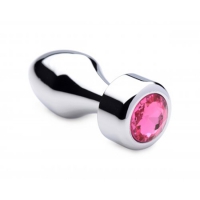 Aluminum Buttplug Met Roze Kristal - Klein