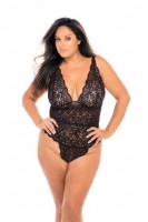 Zwarte Kanten Body Met Decolleté - Curvy