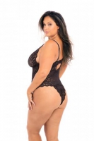 Zwarte Kanten Body Met Decolleté - Curvy