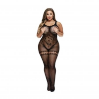 Baci - Kruisloze Catsuit Met Jarretel Look - Curvy