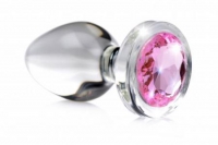 Pink Gem Anaalplug Van Glas Met Steentje - Small