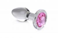 Pink Gem Anaalplug Van Glas Met Steentje - Medium