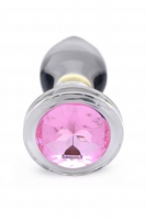 Pink Gem Anaalplug Van Glas Met Steentje - Medium