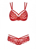 2-Delige Kanten BH Set - Rood