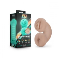 M for Men - Soft and Wet Double Trouble Masturbator Glow in the Dark