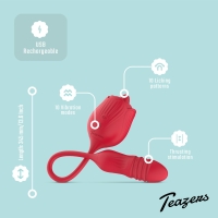 Teazers Roos Vibrator met Stotende Dildo