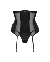 Obsessive - Chic Amoria Open Korset en String - Zwart
