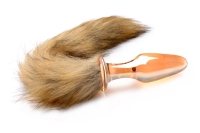 TAILZ - Fox Tail Anaalplug van Glas - Oranje met Faux Fur Staart